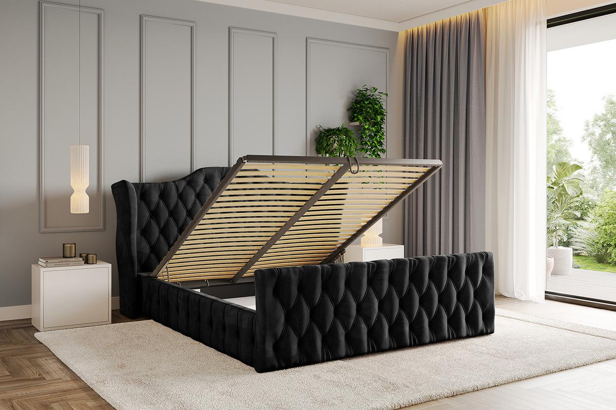 POLSTERBETT mit Bettkasten, Fußteil und Lattenrost, Boxbett mit Matratze H3/H4 - MODY-Z 120x200 Schwarz - Schwarz, Holzwerkstoff/Textil (120/200cm) - ALTDECOR