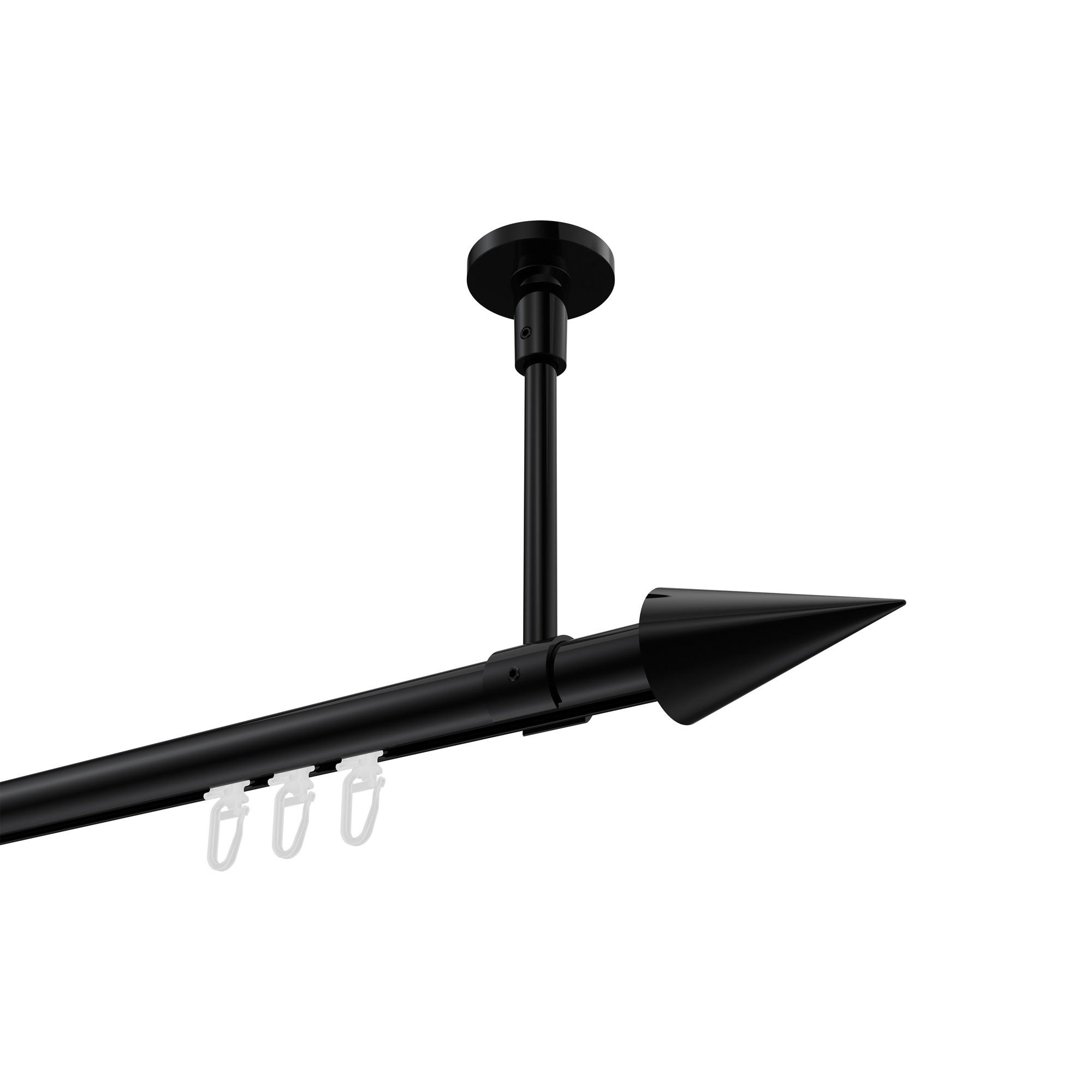 GARDINENSTANGE INNENLAUF Sonette Savio 200 cm, 1-läufig, 20 mm Ø Schwarz - Schwarz, Metall (200cm) - INTERDECO