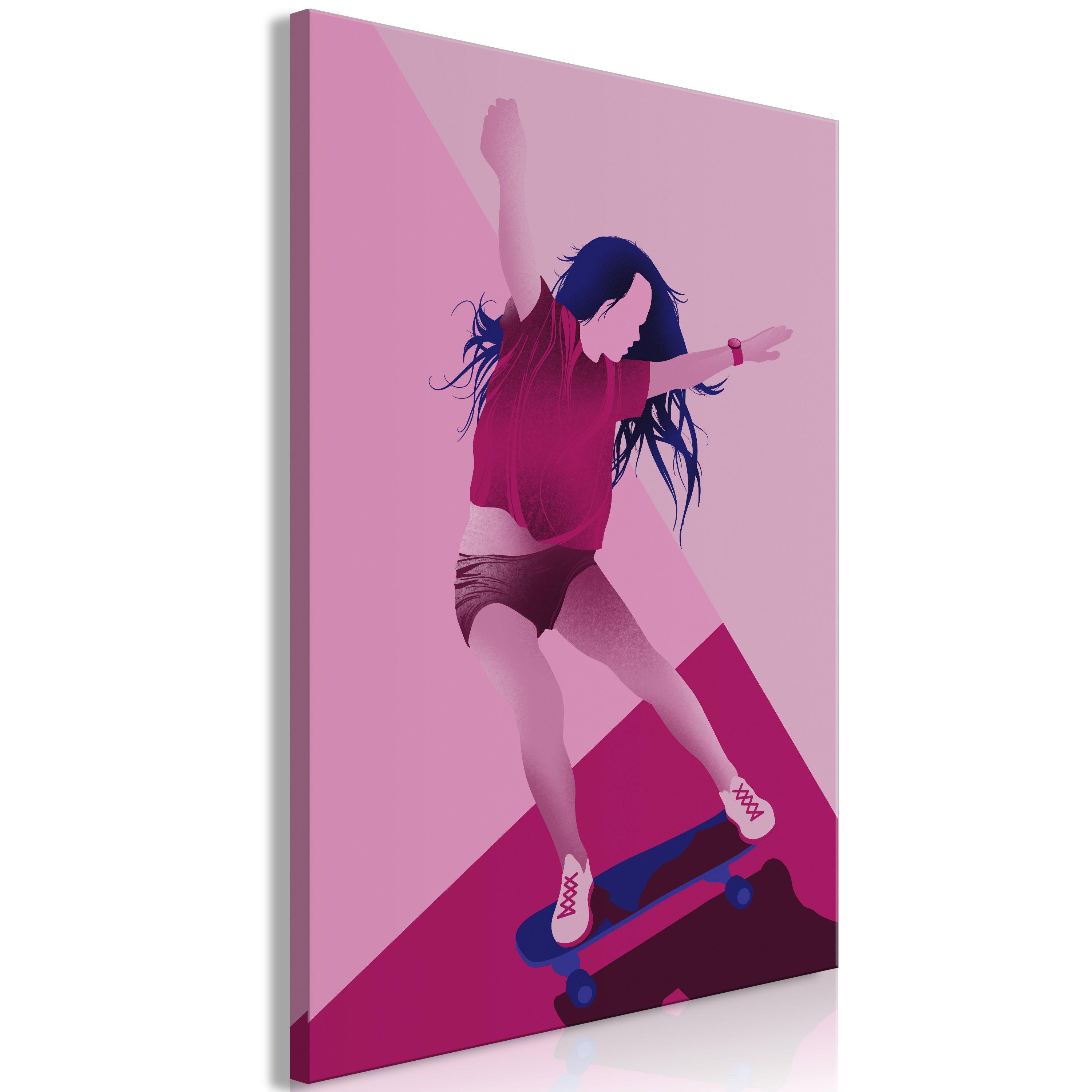KUNSTDRUCK Rosa 40/60 cm - Blau/Pink, Textil (40/60cm) - KUNSTLOFT
