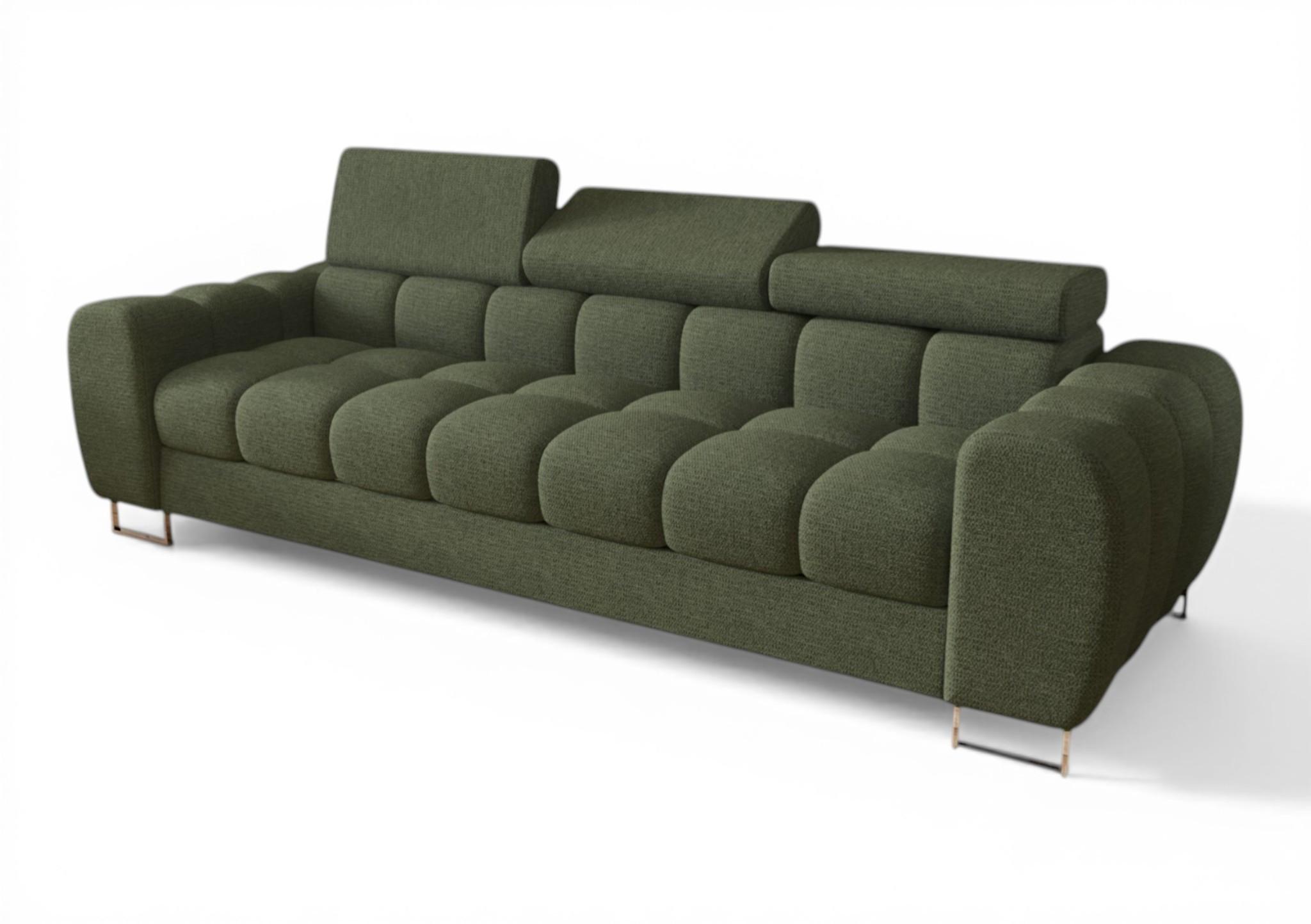 SOFA 3-sitzer Bastien In Stoff Aragon - Grün, Holzwerkstoff/Textil (265/95/97cm) - Fun Möbel