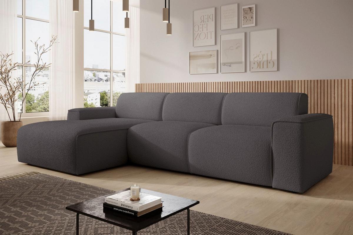 ECKSOFA Bouvi Dunkelgrau links - Dunkelgrau/Schwarz, Kunststoff/Textil (310/165cm) - Selsey