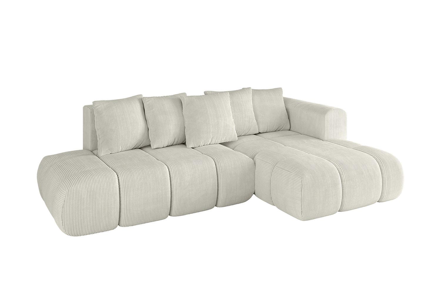 ECKSOFA Ottomane Rechts CLOUD-L-v1 280x185x90 Creme Cord - Hellgrau/Creme, Holzwerkstoff/Kunststoff (185/280cm) - ALTDECOR