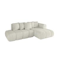 ECKSOFA Ottomane Rechts CLOUD-L-v1 280x185x90 Creme Cord - Hellgrau/Creme, Holzwerkstoff/Kunststoff (185/280cm) - ALTDECOR
