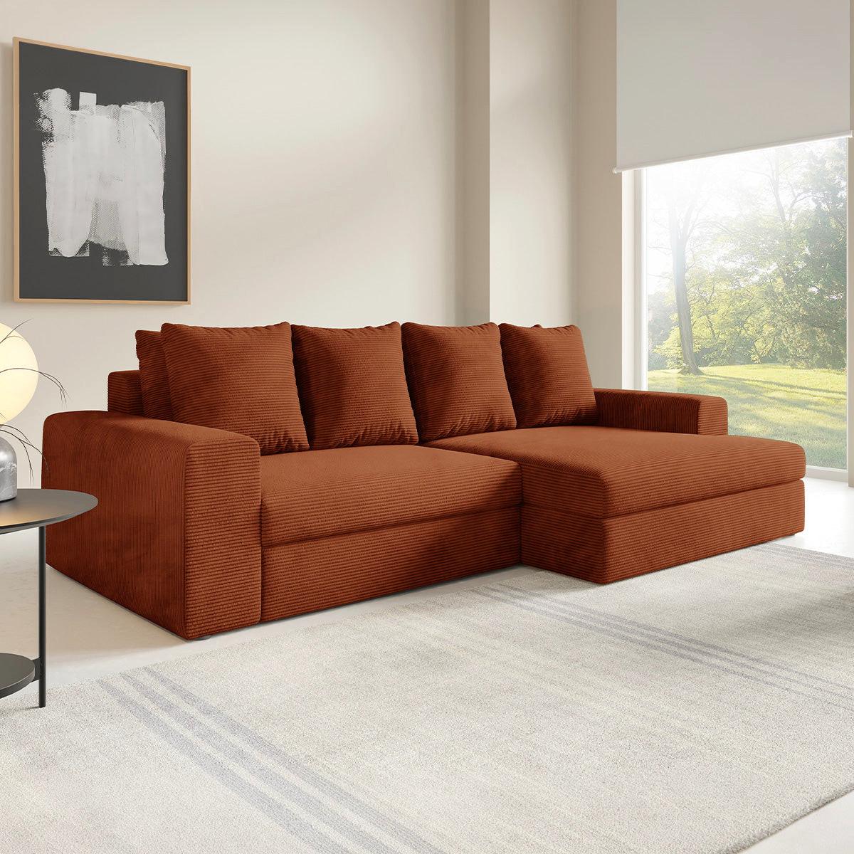 ECKSOFA Paola 3 Sitzplätze Ziegelrot - Terracotta, Holz (272/167cm) - Petits-meubles