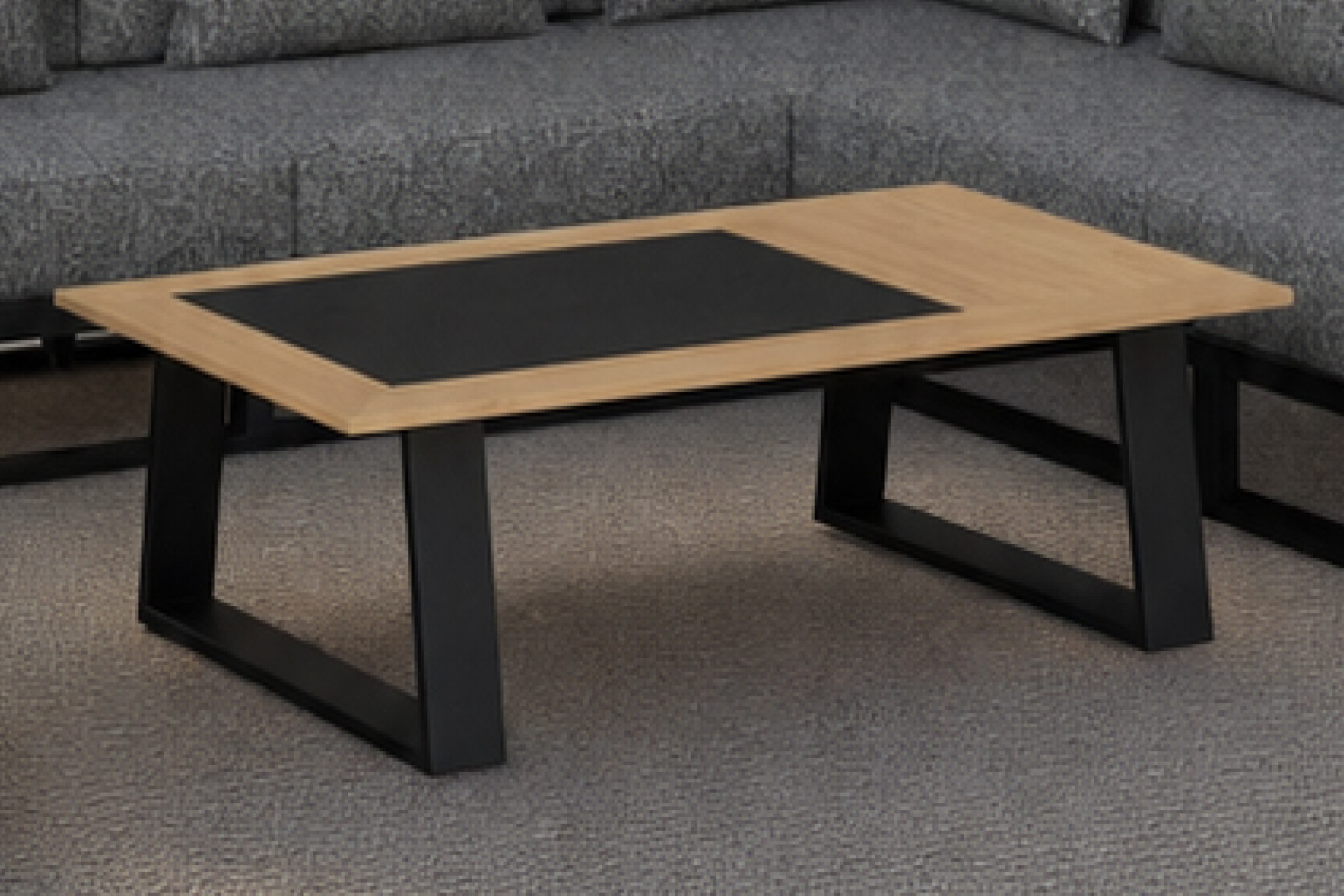 Loungegarnitur Tisch leichte V-Beine Aluminium pulverbeschichtet Tischplatte Aluminium und Echtholz Akazie geölt UV-beständig wetterfest
