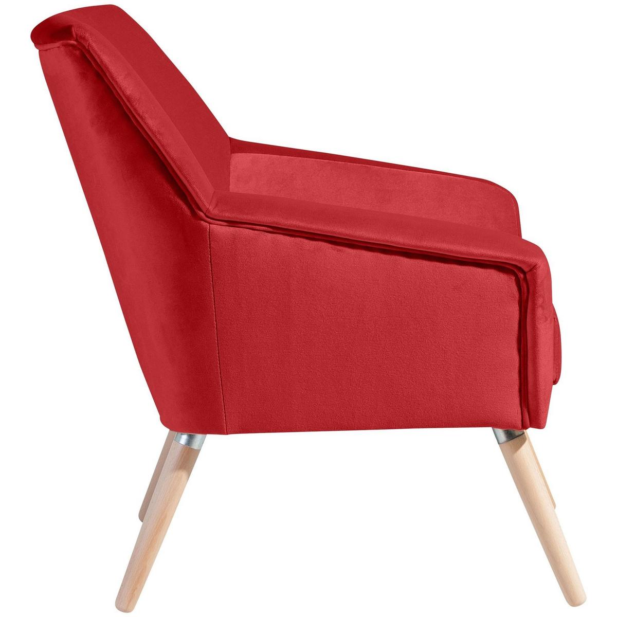SESSEL Kachka Bezug Samtvelour Buche natur / rot - Buchefarben/Rot, Kunststoff (71/81/67cm) - 58aufmkessel