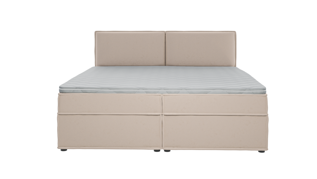 BOXBETT Eclipse 200/200 cm Beige Luxusmicrofaser - Beige/Schwarz, Holz/Kunststoff (200/200cm) - S-Style Möbel