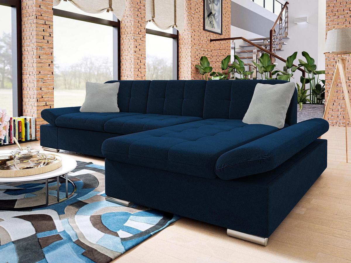 ECKSOFA Montana, Seite: Rechts - Dunkelblau, Holz/Textil (278/161cm) - MIRJAN24