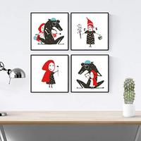 POSTER Set mit 4 Rotkäppchen 2 20x20cm Rahmenlos - Klar, Papier (20/3cm) - Nacnic