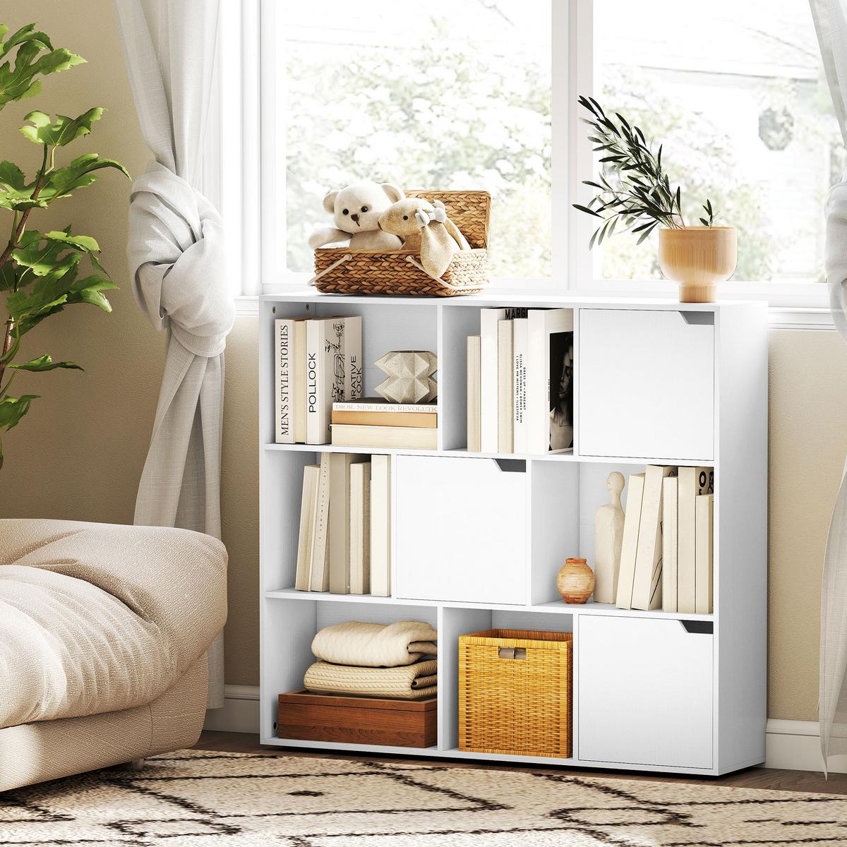 BÜCHERREGAL Spanplatte Weiß - Weiß, Holzwerkstoff (106/95/24cm) - HOMCOM