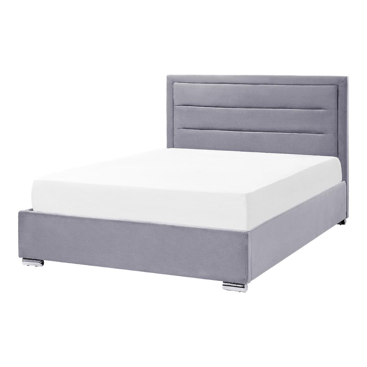 BETT mit Stauraum 140/200 cm Samtstoff Dunkelgrau Rouen - Dunkelgrau, Textil (140/200cm) - Beliani