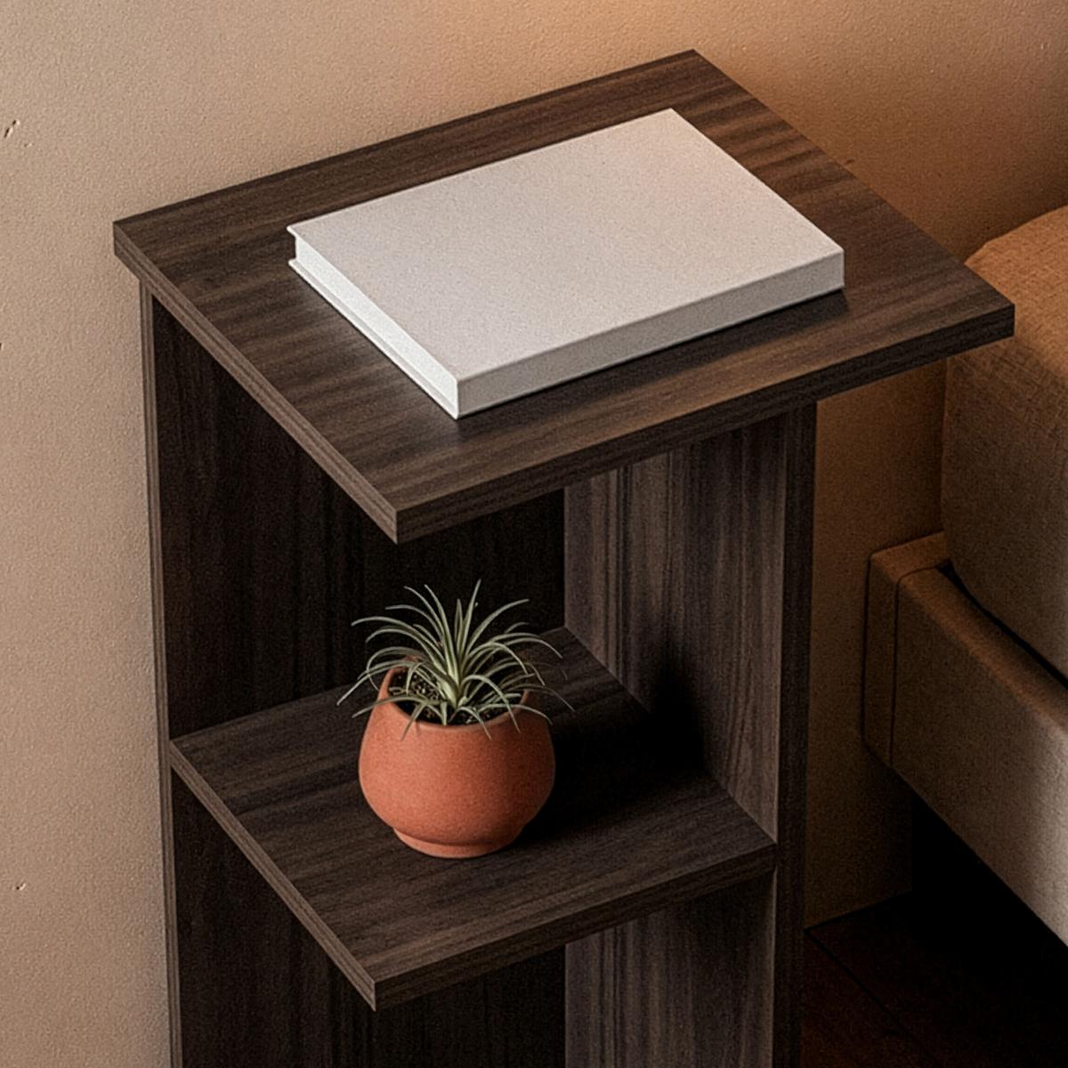 NACHTTISCH quadratisch mit ablage 36/36/60 cm - Naturfarben, Holzwerkstoff (36/60/37cm) - Calicosy