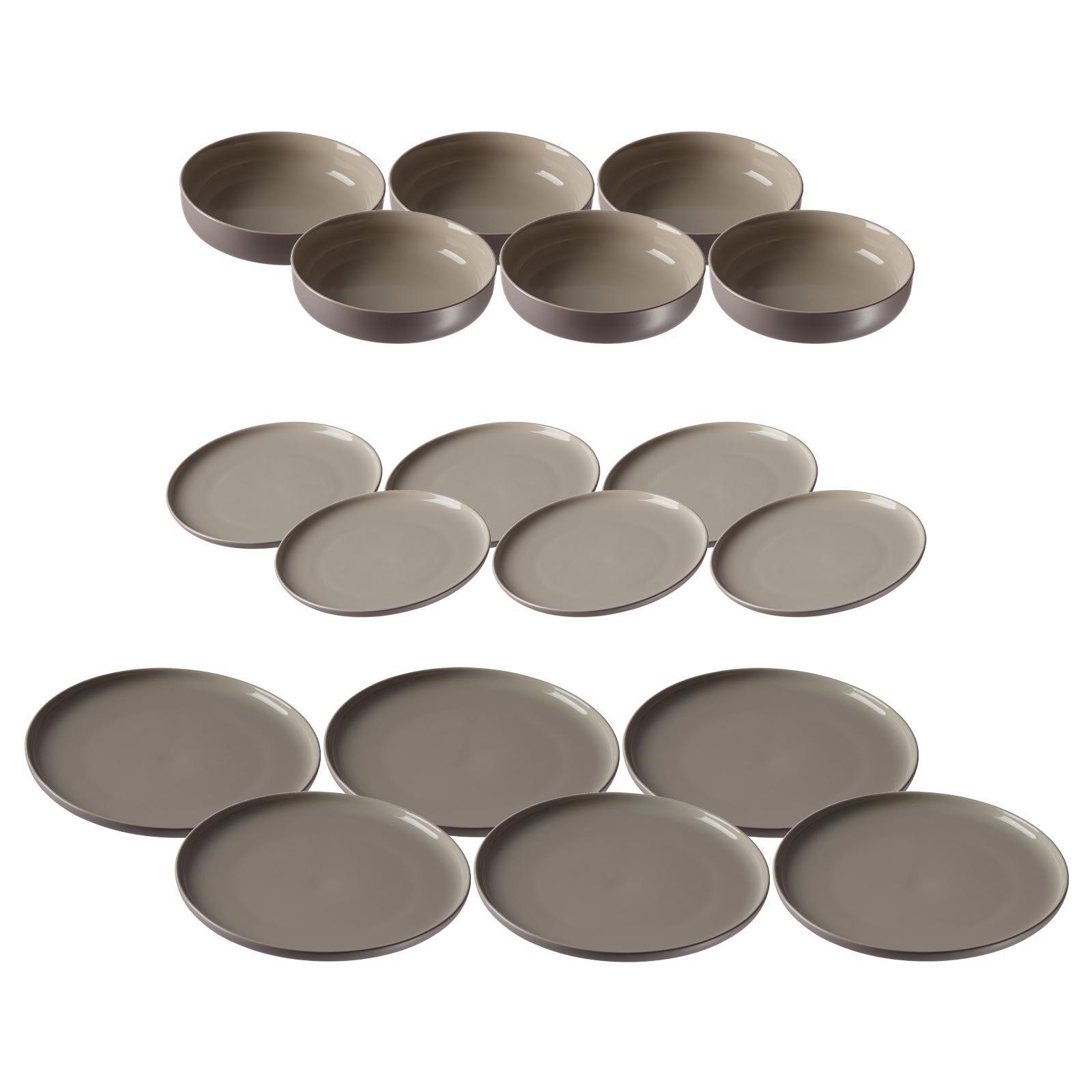 TELLER UND SCHALENSET Jasper taupe 18er Set - Taupe, Keramik (2/2/2cm) - Ritzenhoff Breker