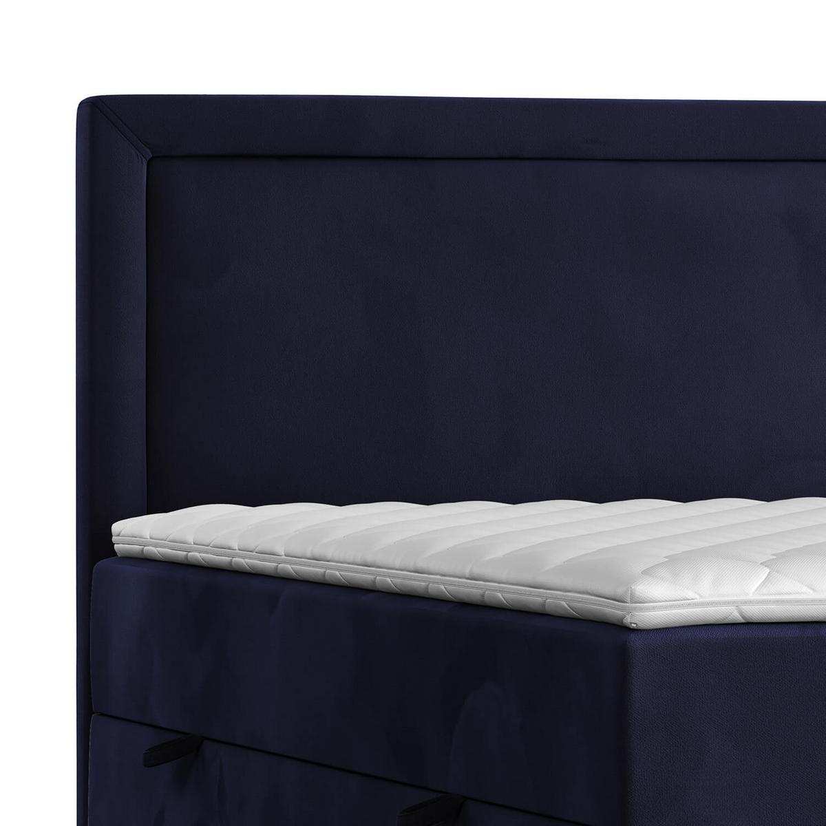 BOXBETT Jodan 180/200 cm Marineblau im Magic Velvet Stoff - Schwarz/Dunkelblau, Holz/Holzwerkstoff (180/200cm) - AltaBeds