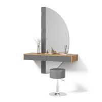 SCHMINKTISCH Ascona Grau mit Beleuchtung und Hocker - Grau, Holzwerkstoff (120/161.1/40cm) - Livinity®