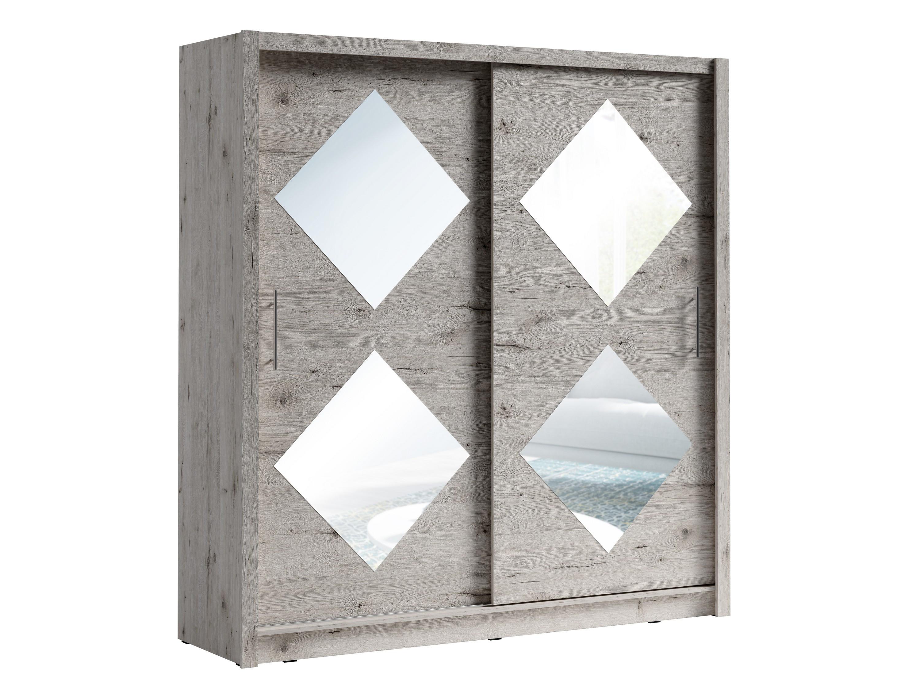 SCHWEBETÜRENSCHRANK ANVO 204,4/215/61,9cm 2-türig mit Spiegel Eiche Wellington - Eichefarben, Holzwerkstoff (204.4/215/61.9cm) - MASSENO