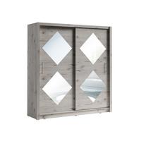 SCHWEBETÜRENSCHRANK ANVO 204,4/215/61,9cm 2-türig mit Spiegel Eiche Wellington - Eichefarben, Holzwerkstoff (204.4/215/61.9cm) - MASSENO