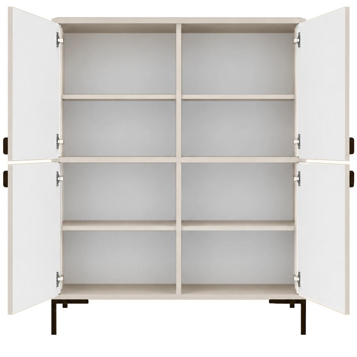 KOMMODE Montreal mit 4 Türen, dekorative 3D-Fronten, Highboard 100 cm, Kaschmir - Kaschmir/Schwarz, Holzwerkstoff/Metall (101/113/40cm) - Beautysofa