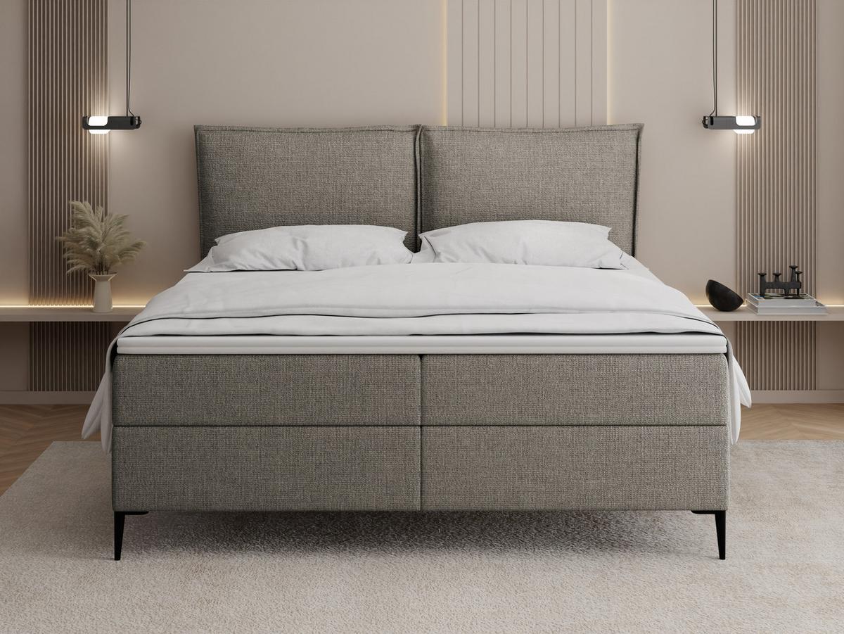 BOXBETT Calio Rise mit Bettkasten, Taupe Chenille 120x200 cm – inkl. H4 Taschenfederkern Matratze & Foam Topper - Taupe/Beige, Holz/Holzwerkstoff (120/200cm) - WFL GROUP