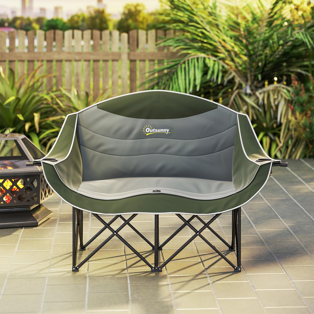 CAMPINGSTUHL Metall Oxfordstoff Grün - Grün, Textil/Metall (50/90/143cm) - Outsunny
