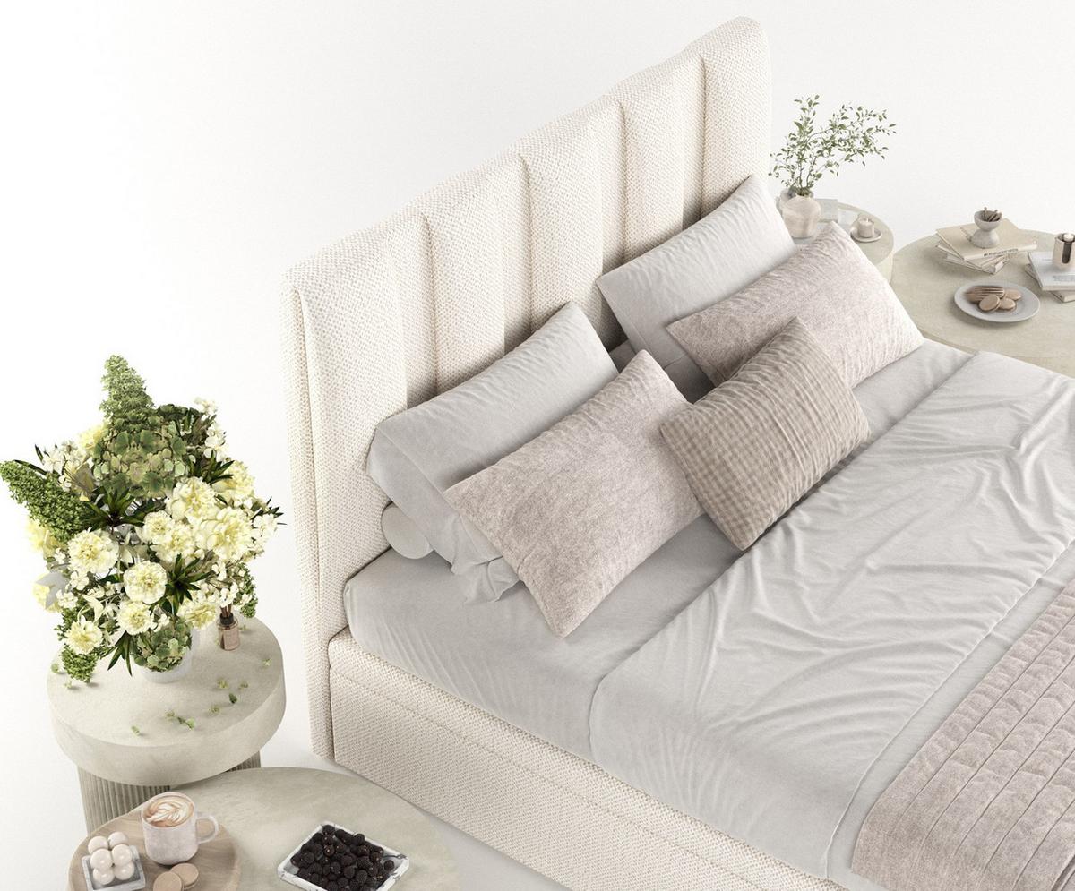 POLSTERBETT Orta mit Stauraum 180/200 cm Creme im Alta Stoff - Creme/Schwarz, Holz/Holzwerkstoff (180/200cm) - AltaBeds