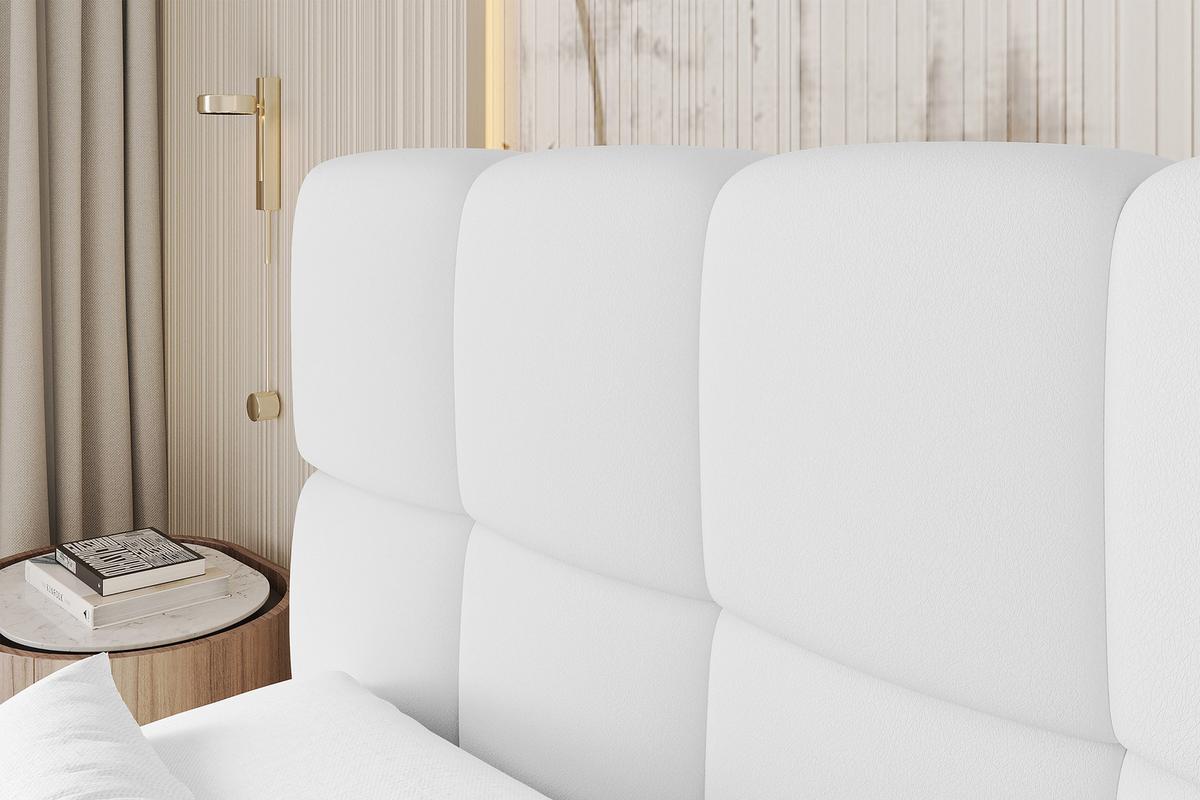 BOXBETT - AURI-H3 - 160x200 Weiß Kunstleder - Weiß, Holzwerkstoff (160/200cm) - ALTDECOR