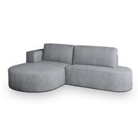 ECKSOFA CORTIO P L-S Hellgrau Kordstoff mit Schlaffunktion - Hellgrau, Holz (265/174cm) - MASSENO
