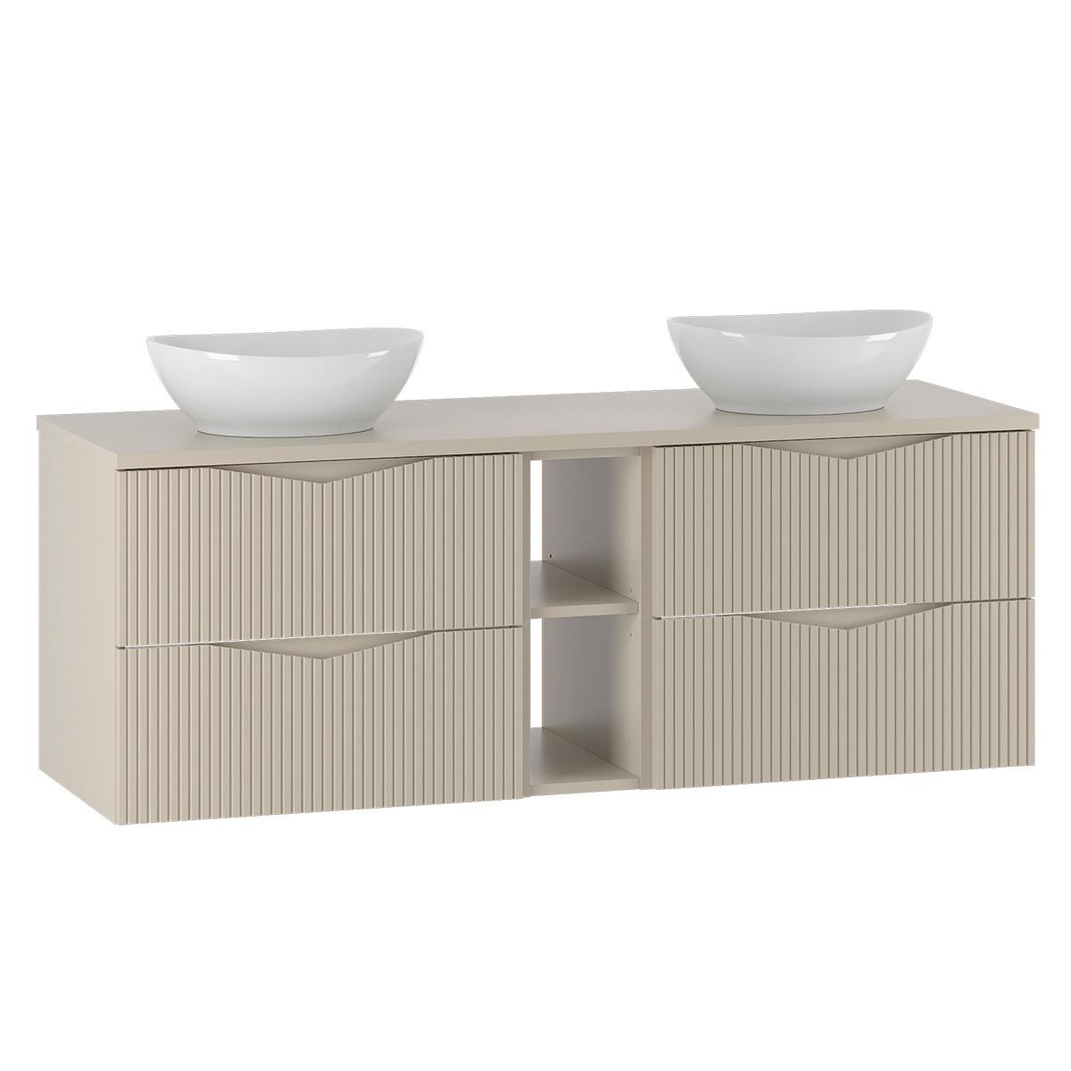 DOPPELWASCHTISCH 140.6cm Tao Kaschmir - Beige, Holzwerkstoff (140.6/52.2/46.5cm) - Petits-meubles