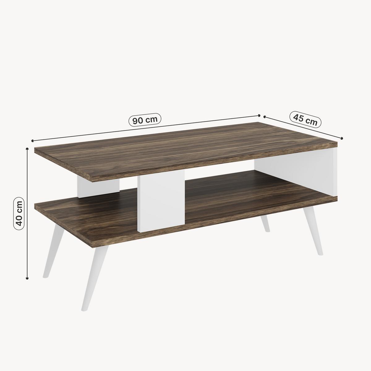 COUCHTISCH Lycksele 90/45/40 - Walnussfarben, Holzwerkstoff/Kunststoff (45/90/40cm) - [en.casa]