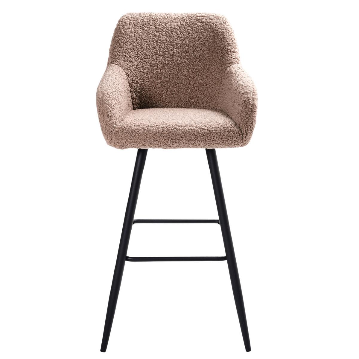 BARSTÜHLEN 2er-Set Taupe Casmalia - Taupe/Schwarz, Textil/Metall (50/103/54cm) - Beliani