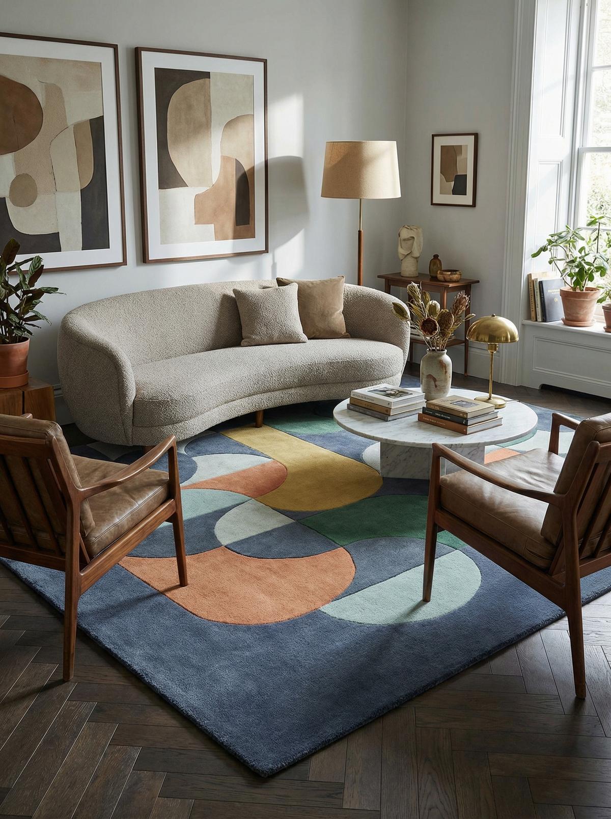 WOLLTEPPICH handgewebt HULL-Beverley, geometrisch, Dunkelblau, 120 x 170 cm - Multicolor, Textil (170/120cm) - KADIMA DESIGN