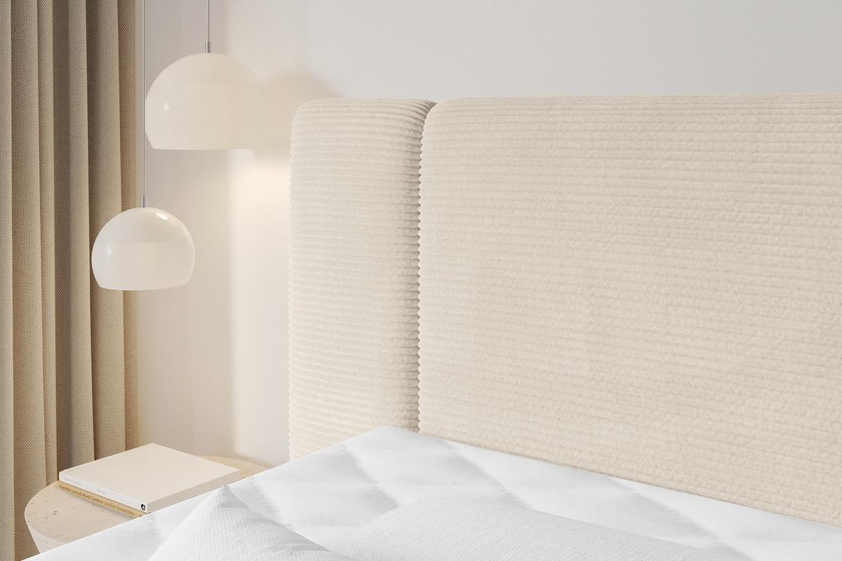 BOXSPRINGBETT mit Matratze H3/H4 - EVON KING - 180x200 cm Beige - Ecru, Holzwerkstoff (180/200cm) - ALTDECOR