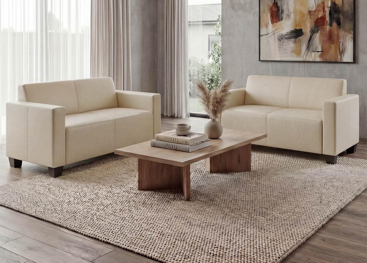 SOFA-GARNITUR Cremeweiß - Creme/Weiß, Textil (136/76/72cm) - MCW