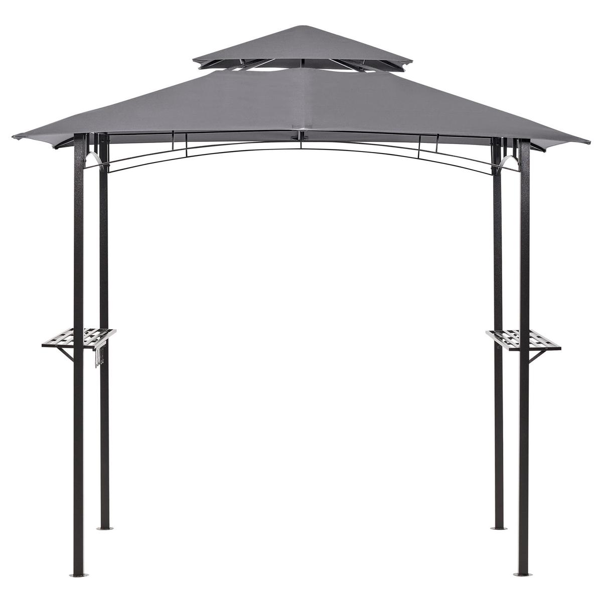 PAVILLON Stahl grau 240/148 cm Naro - Schwarz/Grau, Metall (240/245/148cm) - Beliani