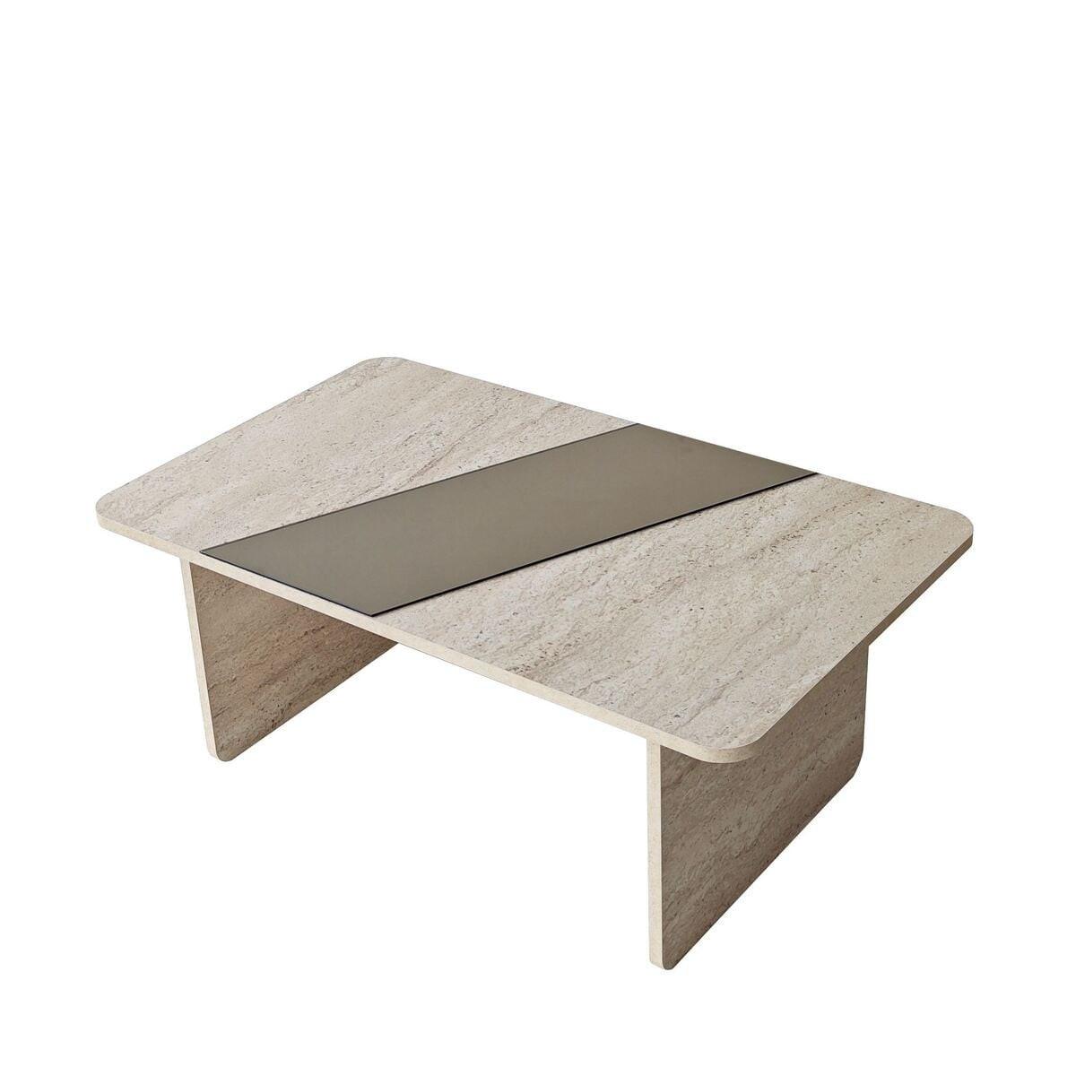 COUCHTISCH mit rechteckiger Spiegelplatte 100/60/40 cm - Beige, Holzwerkstoff (7/60/40cm) - Calicosy