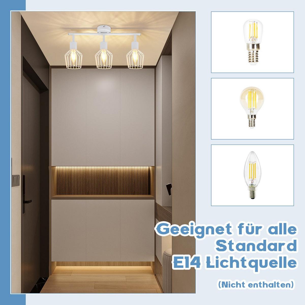 DECKENSTRAHLER Franziska 3-flammig 46/10/10 cm - Weiß, Metall (46/10/10cm) - Nettlife