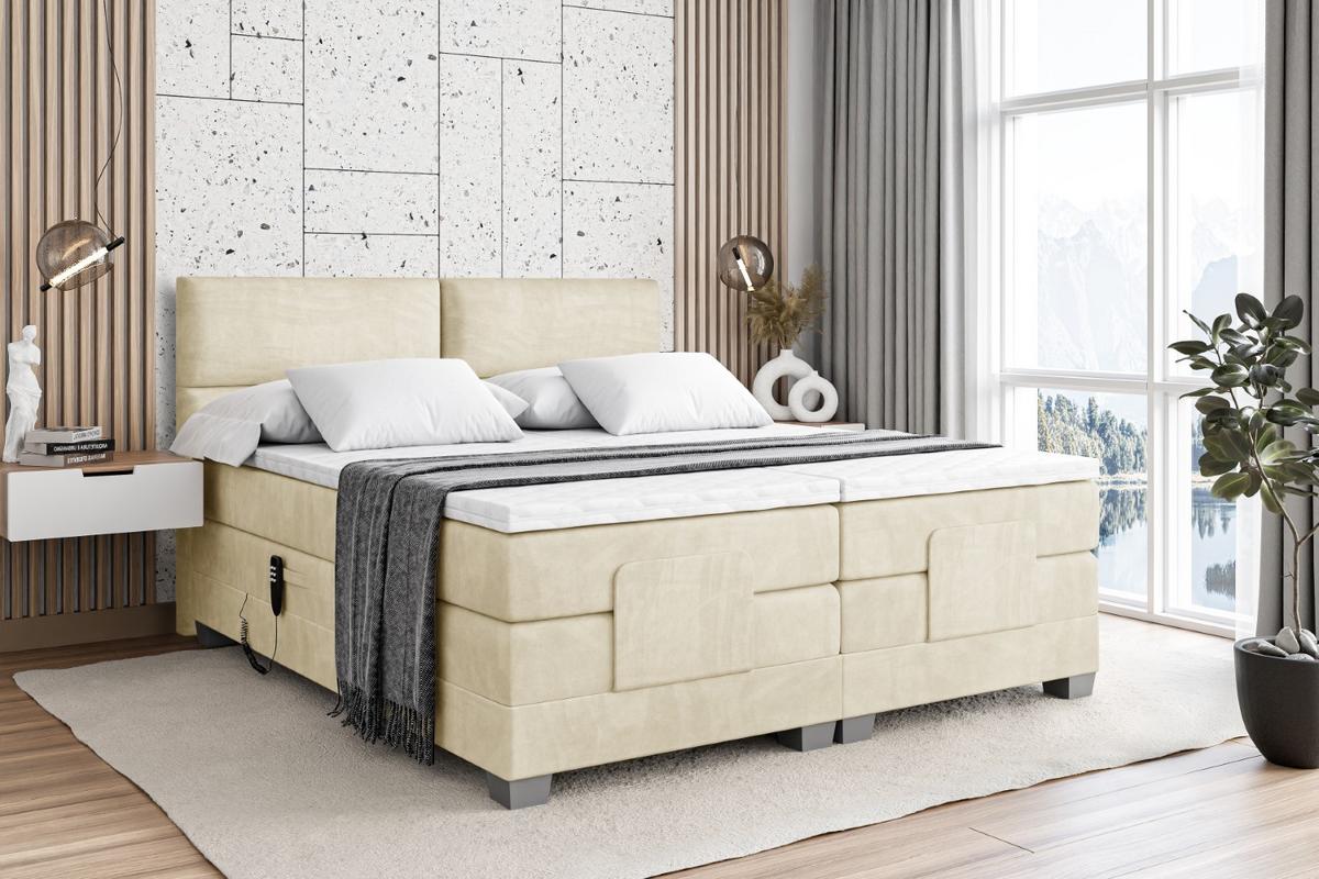 BOXSPRINGBETT elektrisch verstellbar mit 2 Matratzen H4/Taschenfederung MAYA EL 180 x 200 Beige - Beige, Holzwerkstoff (187/200cm) - ALTDECOR