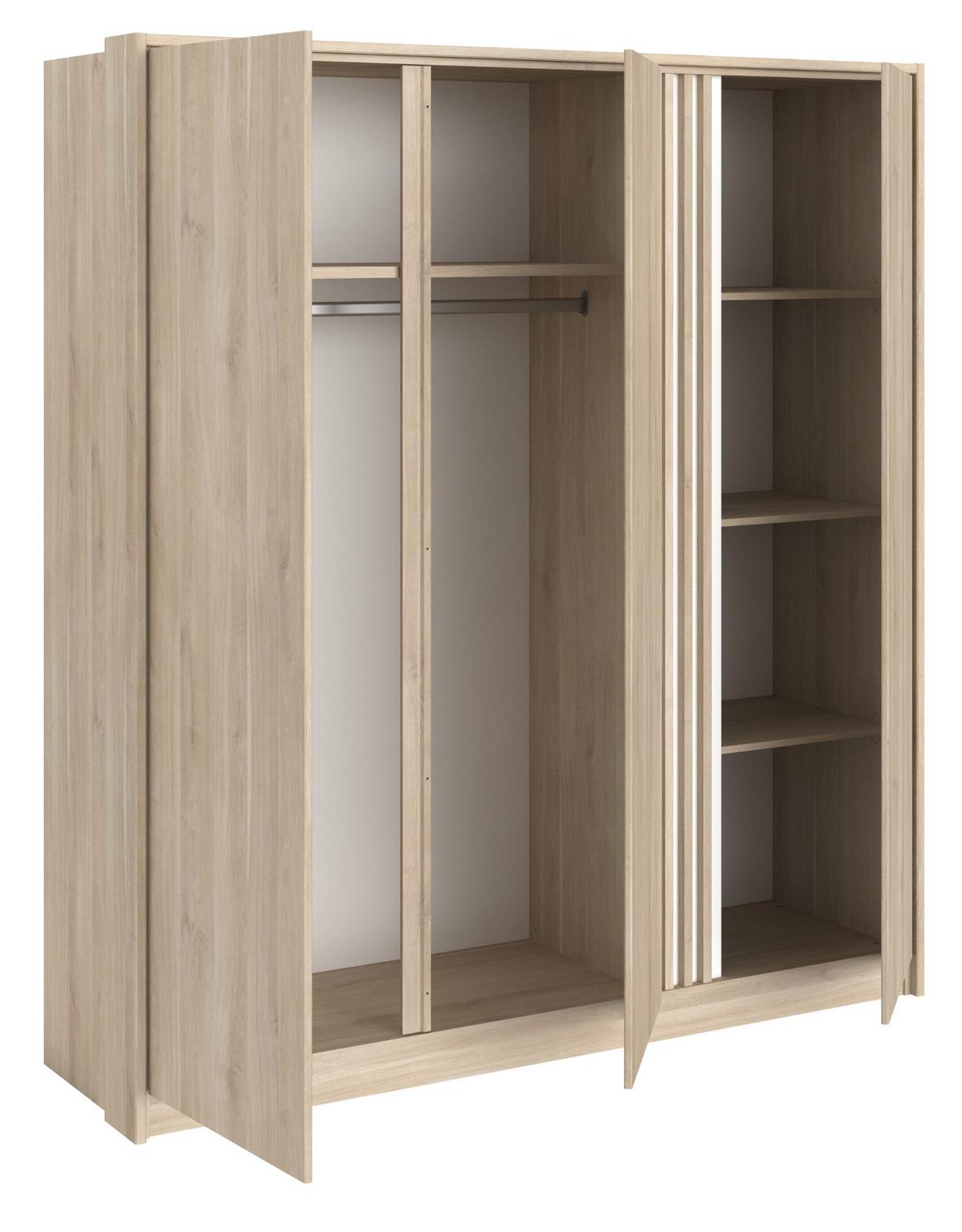 KLEIDERSCHRANK Eiche japanisch, Drehtürenschrank 3-türig 185 cm - Eichefarben, Holzwerkstoff/Metall (185/203/52.5cm) - Parisot Meuble