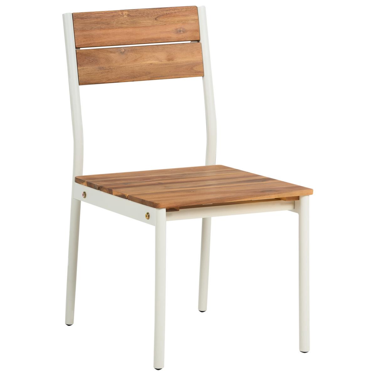 GARTENSTUHL 2er Set Akazienholz Braun Giovinazzo - Creme, Holz (47/90/53cm) - Beliani