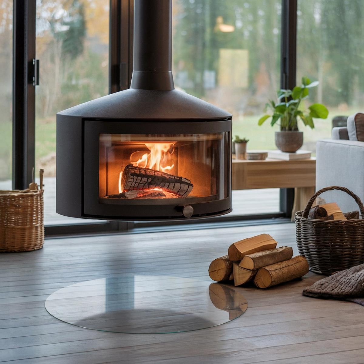 GLASPLATTE für Kamin transparent Ø60 cm - Transparent, Glas (60/60/0.4cm) - TULUP