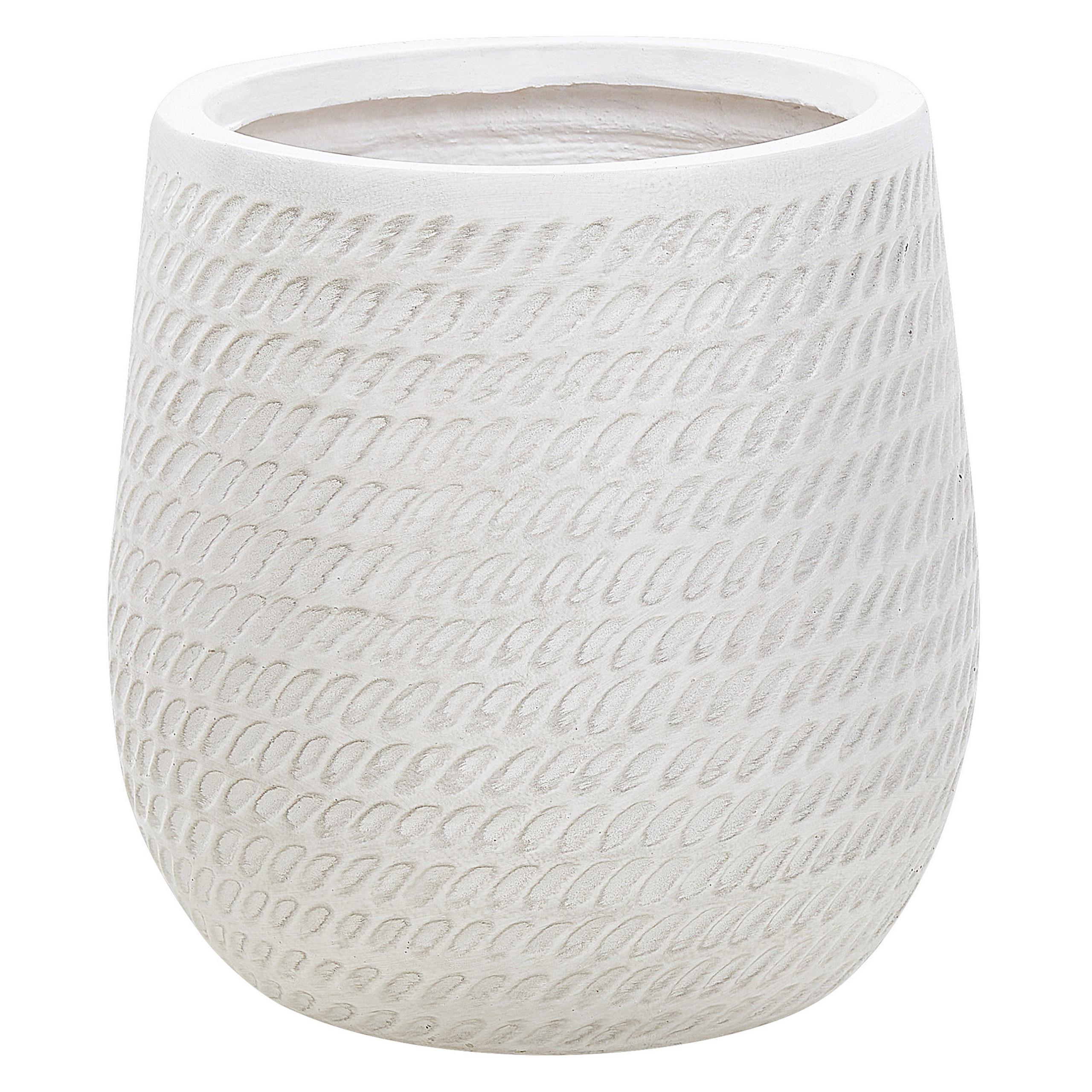 BLUMENTOPF cremeweiß rund 27/27/32 cm Livadia - Weiß, Naturmaterialien (32cm) - Beliani