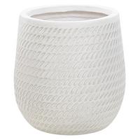 BLUMENTOPF cremeweiß rund 27/27/32 cm Livadia - Weiß, Naturmaterialien (32cm) - Beliani