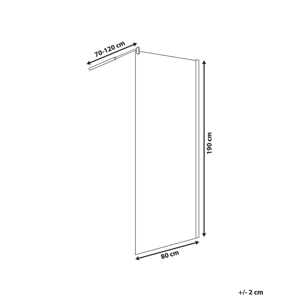 DUSCHWAND 80/190 cm Silber Ahaus - Transparent/Silberfarben, Glas (80/190cm) - Beliani
