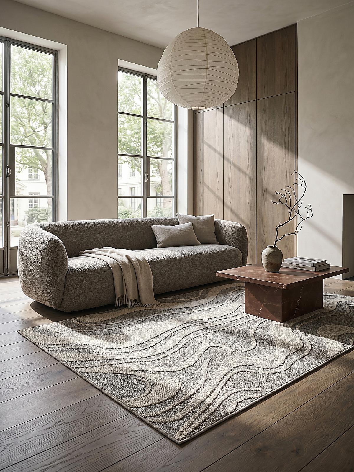 TEPPICH Waschbar LEAM, abstrakt, Grau, 200 x 310 cm - Grau, Textil (310/200cm) - KADIMA DESIGN