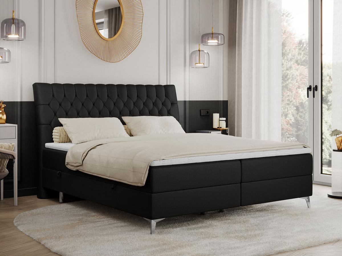 BOXBETT MILEN 120/200 Schwarz Kunstleder - H3 - Schwarz, Holz/Textil (120/200cm) - MKS