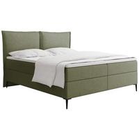 BOXBETT Calio Rise mit Bettkasten, Grün Chenille 140x200 cm – inkl. H4 Taschenfederkern Matratze & Foam Topper - Creme/Schwarz, Holz/Holzwerkstoff (140/200cm) - WFL GROUP