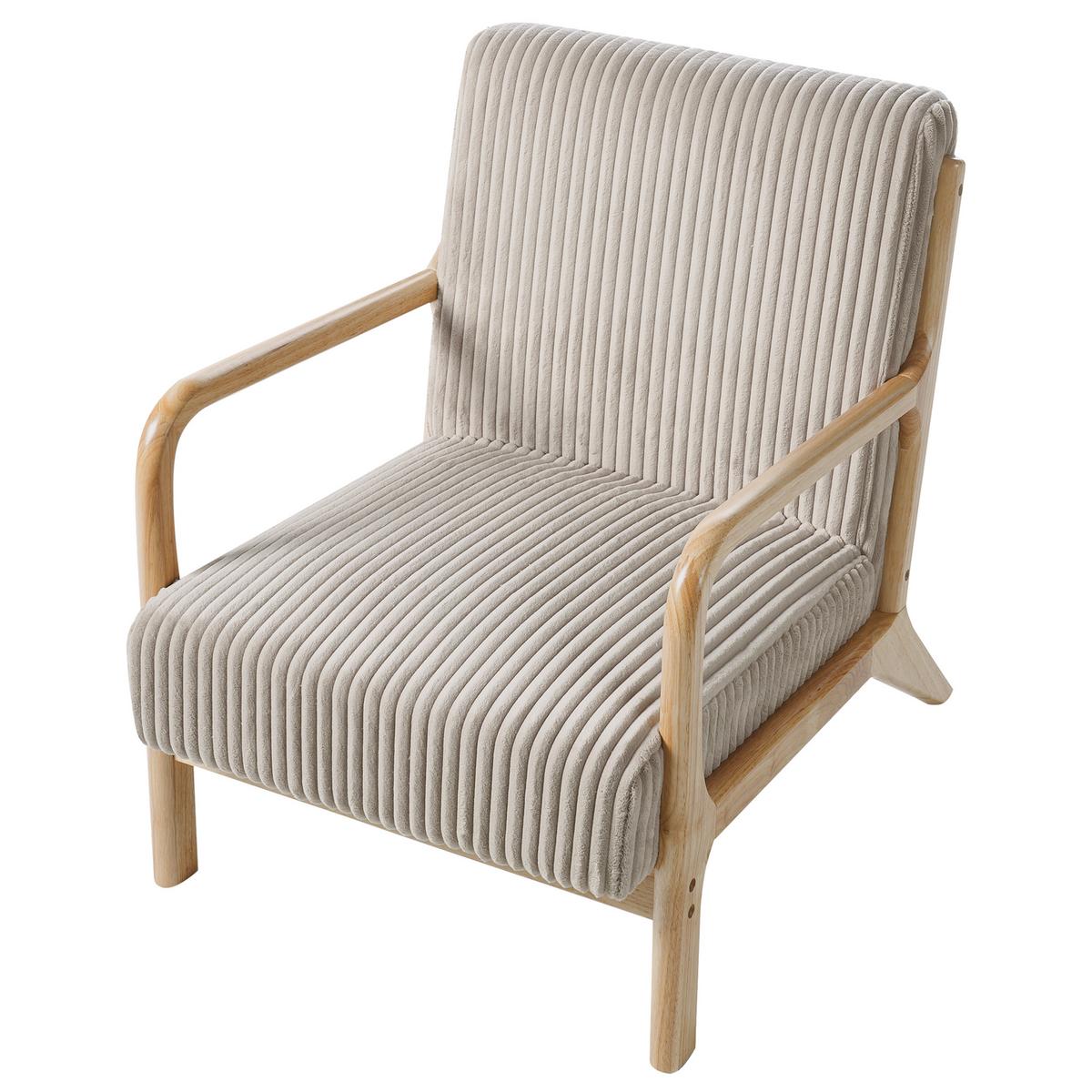 SESSEL Sorsele Cord Beige - Hellbraun/Beige, Holz/Textil (64/77/82cm) - Beliani