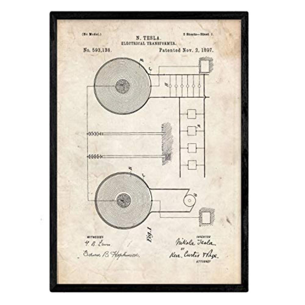 POSTER Elektrischer Transformator Patent A3 Rahmenlos - Klar, Papier (29.7/5/42cm) - Nacnic