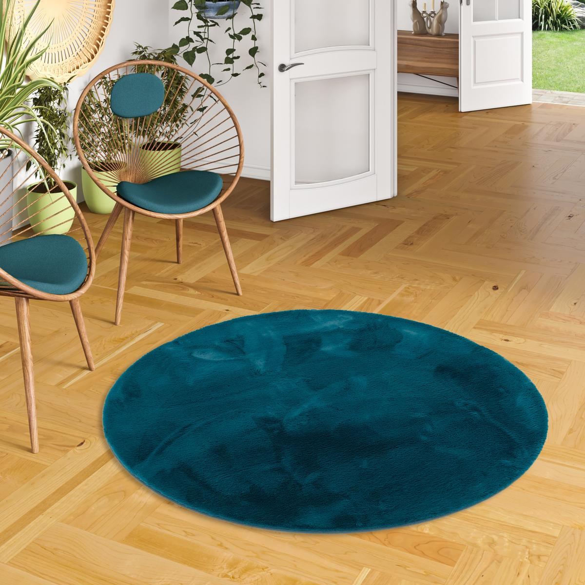 FELLTEPPICH LUXUS SUPER SOFT PLUSH RUND - Petrol, Textil (120/120cm) - Pergamon