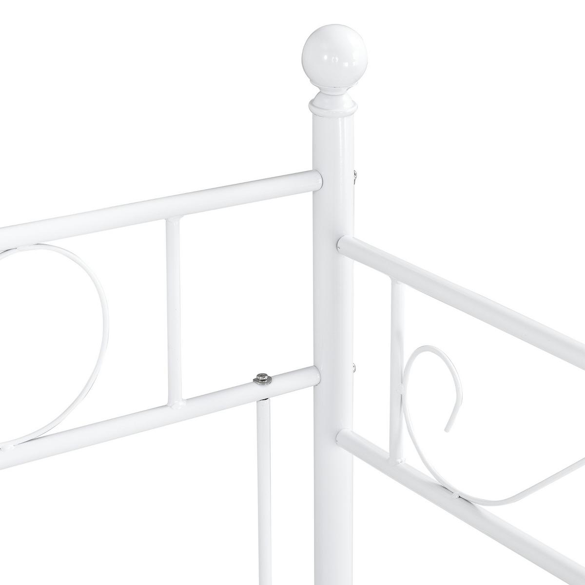 TAGESBETT Granada - Weiß, Metall (90/200cm) - [en.casa]